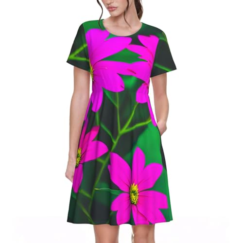 Robe d'été décontractée aux motifs de fleurs violettes et rouges