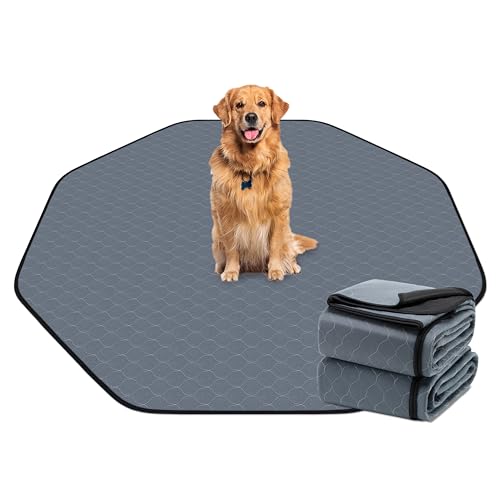 Washable Pee Pads for Dogs, 63'' Diagonal Octagon Puppy Pads, Designed for 24'' Width 8 Panels Dog Playpen, Non-Slip Whelping Pads with Super Absorbent, 2 Pack