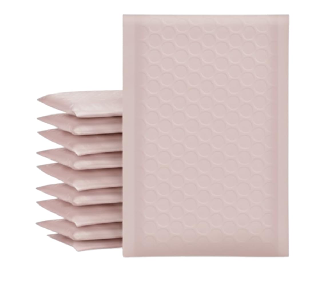 Bubble Mailers 100 Pack, Matt Foil Bubble Mailer Waterproof Self Seal Shipping Gold Silver Black or Pink, Padded Envelopes for Mailing Packaging (Matt Baby Pink, 140ร175mm) โ image 1