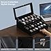 AUTOARK Leather & Velvet 24 Watch Box Glass Top Jewelry Display Drawer Lockable Case Organizer,Removable Black Watch Pillows,Black,MKAW035