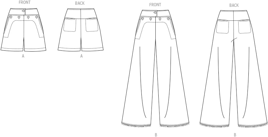 Vogue V2034Y5 Misses' Sailor Style Shorts and Pants Sewing Pattern Packet, Design Code V2034, Sizes 18-20-22-24-26
