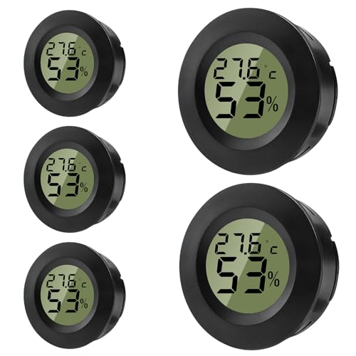 ZHITING Hygrometer Thermometer Mini Digital Temperatur Luftfeuchtigkeitsmessgerät Rund Humidity Meter für Innenräume, Gewächshäuser, Terrarien, Gitarrenkoffer,Humidor, Inkubatoren & Glas (5er Pack) ZHITING Hygrometer Thermometer Mini Digital Temperatur Luftfeuchtigkeitsmessgerät Rund Humidity Meter für Innenräume, Gewächshäuser, Terrarien, Gitarrenkoffer,Humidor, Inkubatoren & Glas (5er Pack)