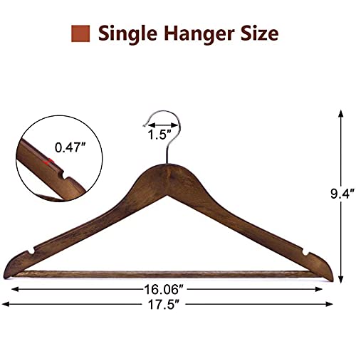 Js Hanger Wooden Coat Hangers, 20 Pack High Grade Wood Suit Hangers With Non Slip Pant Bar - Extra Smooth And Splinter Free Retro Finish #TOP3