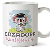 MUGFFINS Tazas para CAZADORA mujer - En Español - Koalificado/koalificada - 11 oz / 330 ml - Regalo original y divertido