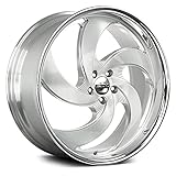 Strada RETRO 5 Custom Wheel - 22x9, 15 Offset, 5x114.3 Bolt Pattern, 74.1mm Hub - Silver with Brushed Face and SS Lip Rim