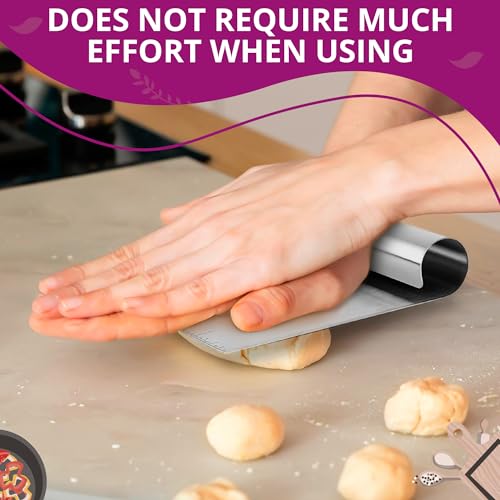Dough Cutter and Scraper Tool - Stainless Steel Pizza Dough Cutter Tool with Measuring Scale Kitchen Essentials Cake Scraper for Baking Supplies - Stainless Steel Pizza Cutter