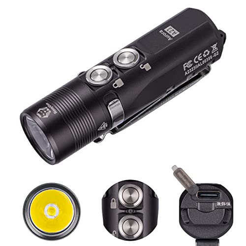 Image of RovyVon A23 G2 1000 lumens USB-C Rechargeable EDC Flashlight, 6500K Cool White 850mAh LED Pocket Flashlight Keychain, with Magnetic Pocket Clip for EDC Carry, Camping and Hiking (Gunmetal)