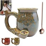 Wake Bake Coffee Mug Large Capacity High Temperature Resistant Novelty Baked Coffee Mug Suitable for Birthday Party (With Spoon) (Blue)