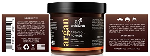 Artnaturals Professional Argan Oil Pomade - (4 Oz / 113g) - Strong Hold for All Hair Types - Natural Styling Formula for Men and Women - Made in USA - for Thick, Straight and Curly Hair