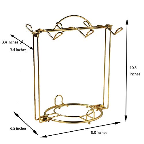 HOHIYA Tea Cup and Saucer Display Stand 2 Pack Gold Metal Teacup Holder for China Coffee Mug and Espresso Cups Countertop Organizer Scratch-Resistant Taiwan Made - Thumbnail 4