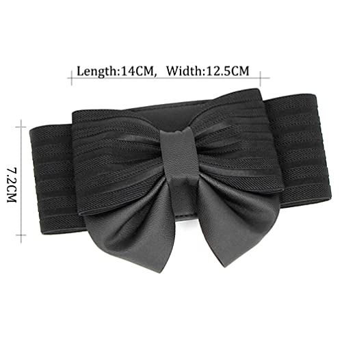 Leather Stretchy Bow Belts for Women Wide Elastic Cincher Cummerband for Dresses Accessory3