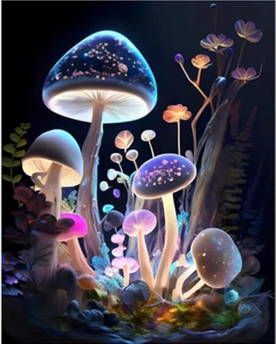 RANUR 5D Mushroom Diamond Painting Kit, Home Wall Decor, Diamond Art Kit for Kids and Adults, Stunning DIY Decor with Rhinestone, Artistic Masterpieces