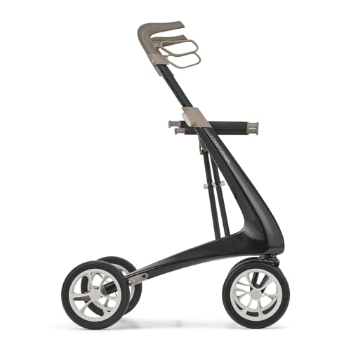 Image of byACRE Carbon Ultralight Rollator Walker, 10.6 lbs, Black, Wide Track
