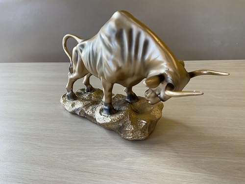 Estatua Toro Dorado de Resina 8.3 pulgadas miniatura 3