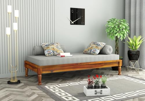 Image of CRAFT D ARTS Solid Sheesham Wooden Diwan Bed for Living Room & Bed Room Furniture | Wooden Diwan /Single Bed | (Honey Finish)