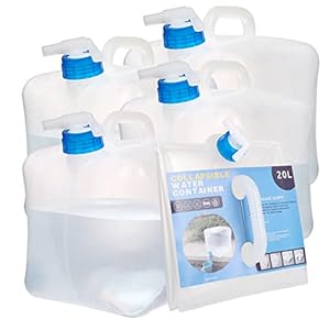 bidon eau 20l, Set de 4 bidons pliables et portables pour eau potable, Réservoir d’eau Pliable, Eau Potable Conteneur,pour Le Sport,Camping,Randonnée,Pique-niques,Barbecues,Activités en Plein Air