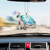 Turtle Rear View Mirror Accessories, Sea Turtle Car Decoration Multi-Color Acrylic Turtle Ornament for Car Interior Rear View Mirror Keychain and Home Decor