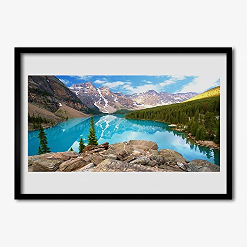 Affiche encadrée salon et chambre Tulup paysage de montagnes et lac cadre MDF 70x50 cm