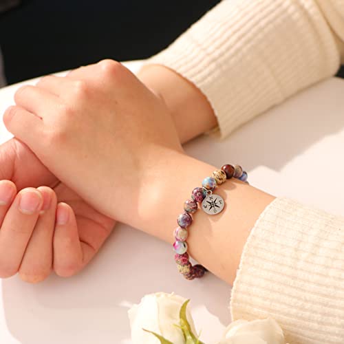 JoycuFF Graduation Gifts for Her Him Class of 2025 Graduation Bracelets Inspirational Graduation Compass Bracelet for Women College Graduation Gift for Him Her2