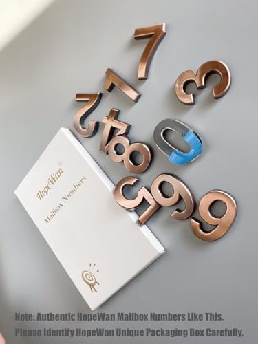 HopeWan Bronze Mailbox Numbers, 2 Inch 3D Door Number Stickers for Apartments Office Address, Pack of 1 Set, 10 Pcs.