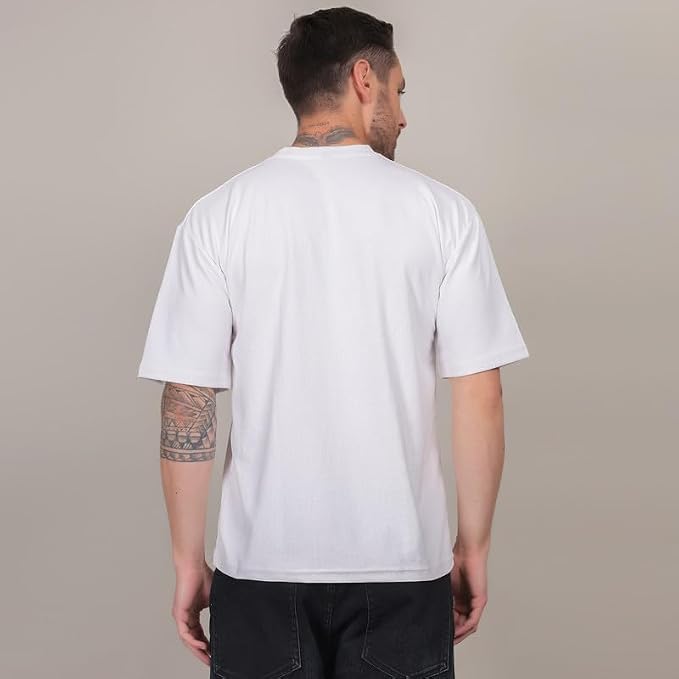 Image of Solid Self Design Oversized Tshirt for Men | Oversize T-Shirts for Men | Men Drop Shoulder Tshirts | Bagy Fit Men Tshirt