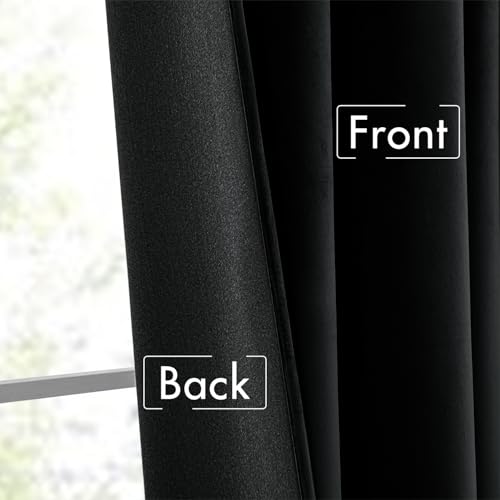 Image of MIULEE Black Velvet Pinch Pleat Blackout Curtains W52 X L96 Inches | 2 Panels,Luxury,Thermal Insulated,Super Soft,Back Tab & Rod Pocket,for Bedroom Living Room