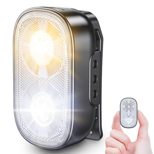 Glangeh 500LM Clip-Mini Taschenlampe EDC Led Aufladbar mit Spot & Flood, 10 Modi Freihändige Stroboskope & Sicherheitslichter Lauflicht mit IP65 Wasserdicht für Läufer/Arbeit/Notfall/Wandern/Boote
