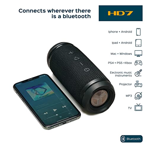 TREBLAB HD7 - Mini Portable Bluetooth Speaker Wireless - 12W Stereo, 360°HD Sound w/Bass, TWS Dual Pairing - Small Wireless Speaker w/Bike Mount Hole - Gifts for Men, Women, Dad, Mom