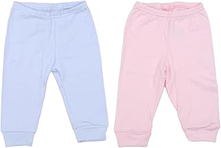 بنطلون قطن 2 قطعة مقاس 6 - 9 شهور للاطفال من Le BeBe - أزرق و زهري