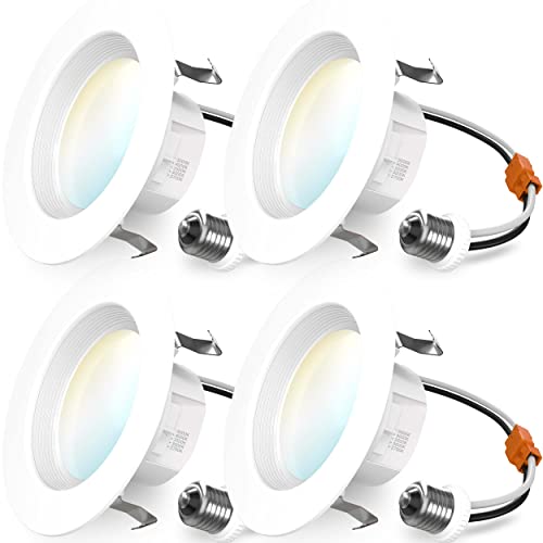 sunco 4 inch led recessed lights retrofit can lighting 660 lm 11w 40w equivalent selectable cct 2700k3000k3500k4000k5000k dimmable baffle trim replacement conversion kit ul 4 pack