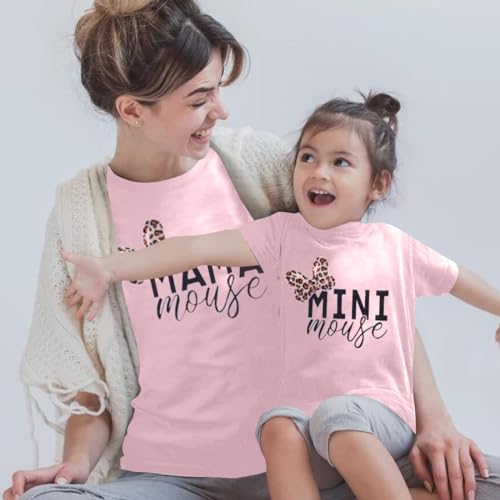 Image of Mommy and Me Matching Shirt Outfit Mama Mini Leopard Love Heart Tshirt Mom Daughter Family Matching Set Clothes