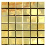 COLOSWIN Glazed Gold Mosaic 2 "x2" Large Chip Shiny Tile Bathroom Kitchen Fireplace Floor Wall and H