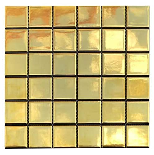 Coloswin Glazed Gold Mosaic 2 "X2" Large Chip Shiny Tile Bathroom Kitchen Fireplace Floor Wall And Hotel Decor (6Pieces) #TOP16