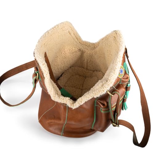 Dog with a Mission - Hundetasche | Hundetragetasche für kleine Hunde | Welpentasche | Transporttasche | Hundereisetasche | Blondie | Braun -|Leder - Einheitsgröße 32 x 20 x 27 cm