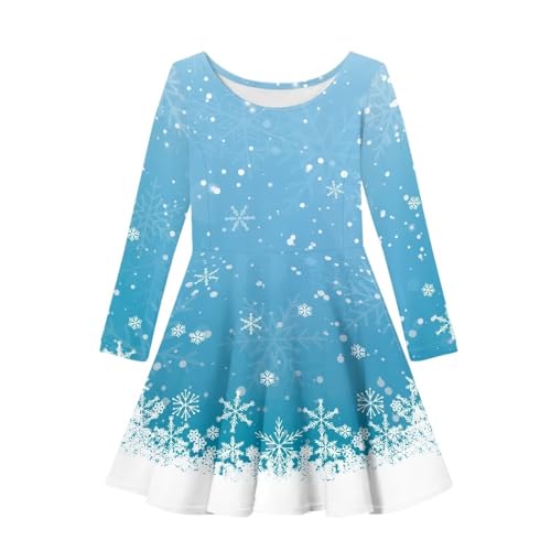 Girls Cute Dress Long Sleeve Swing Skater A-Line Dress Casual Funny Party Fall Outfits Print