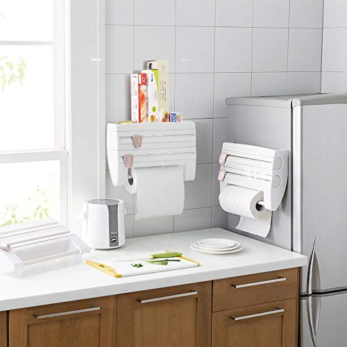Cocoarm Cling Film Holder, Kitchen Wall-Mount Paper Towel Holder Sauce Bottle Storage Rack Towel Holder Mount Kitchen Tool (White) #TOP2