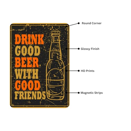 Image of Zesta Bathroom Decor Items Washroom Decor Tin Sign | Aesthetic Posters Wall Poster for Bedroom | Magnetic Cafe Decoration Items / Restaurant Decorations Items | Quirky Home Decor Bar Accent (Drink Good)