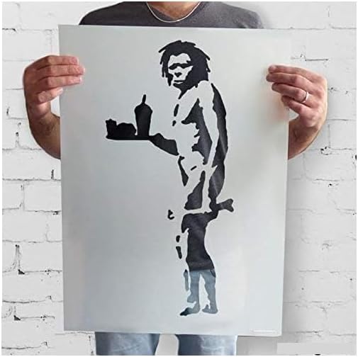 Banksy Cave Man STENCIL | Reusable Home Wall Decor Stencil | Graffiti Banksy Style Art Stencil | Paint Walls Fabrics & Furniture (XXL/ 54X116CM)