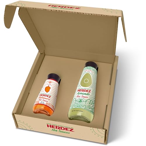 HERDEZ Hot Sauce Variety 2 Pack - Avocado Hot Sauce 340.2 g, Habanero Hot Sauce 142.7 g - Made with Real Avocados and Habanero Peppers - Gift Pack for Hot Sauce Lovers - Perfect for Any Meal