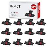 Elfatech IR40T Calculator Ink Ribbon Replacement for IR-40T CP13 MP-12D PR42 CP13 Calculator Ink Roller Printer Used with Casio HR-100TM HR-150TM HR-170RC, Sharp EL-1750V EL-1801V(Black/Red, 12 Pack