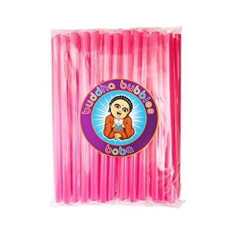 PINK 8" Boba Bubble Tea Straws by Buddha Bubbles Boba 50 Count Cover