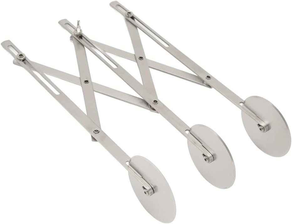 Adjustable 3-Wheel Stainless Steel Pastry Cutter - Expandable Pizza Roller for Uniform Slicing,Professional Baking Tool for Cookies, Dough & Pies‌