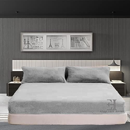 Teddy Fleece Fitted Bed Sheet Extra Deep 30cm Teddy Fleece Warm and Cosy Mid Blue Fitted Bed Sheet Double 135cm x 190cm + 30cm Approximate
