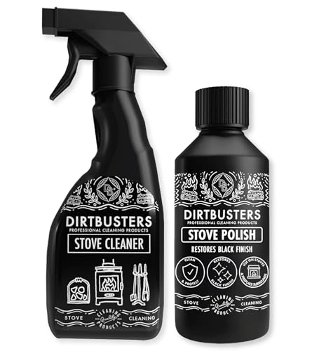 Dirtbusters Stove Polish & Stove Cleaner for Wood & Log Burners & Fireplace Grates, Clean & Restore to Black (250ml & 750ml)