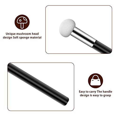 6 Pcs Foundation Sponge Powder Brush Makeup Puff Sponge with Handle Mushroom Makeup Sponges Concealer Sponge Makeup Brush Eye Makeup Applicator Eyeshadow Brushes for Women Girls (Black) - Image 8