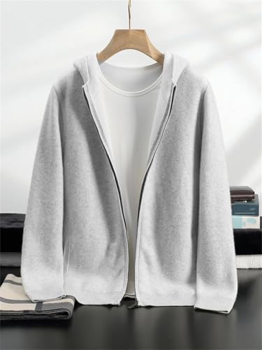 Men’S Thick Cashmere Hooded Knitted Cardigan Crew Neck Long Sleeve Full Zip Basic Casual Sweater4