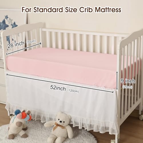 Image of PHF 3 Pack Soft Castle Crib Sheets Fitted, Comfy Breathable Baby Sheets for Girls, 28x52 Inches Fits Standard Crib and Toddler Mattresses, Castle