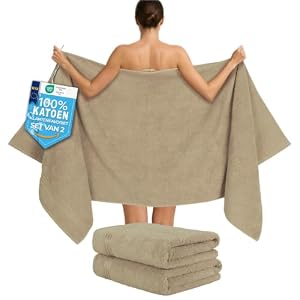 Hammetex Saunahanddoeken 80x200 cm 2-delige Set – Extra Grote Douchehanddoeken – 100% Katoen Badstof – OEKO-TEX Gecertificeerd – Zacht, Absorberend – met Ophanglus