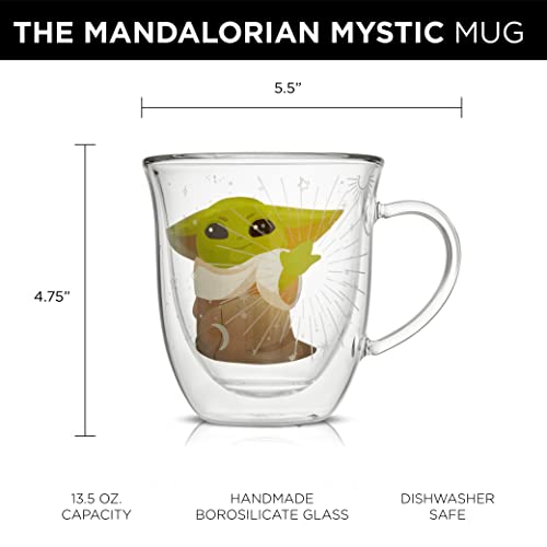 Joyjolt Mandalorian Mystic Grogu 13.5Oz Coffee Mug, Double Wall Mug Set Of 2. Large Espresso Cups, Cappuccino Or Latte Cup. Mandalorian Star Wars Mugs, Glass Coffee Cup, Insulated Coffee Mug #TOP2