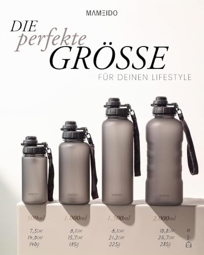 MAMEIDO Trinkflasche mit Strohhalm 500 ml (Dark Night) – Ansicht 6